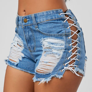 Sexy Summer Women Denim Shorts 2020 New Black Blue High Waist Ripped