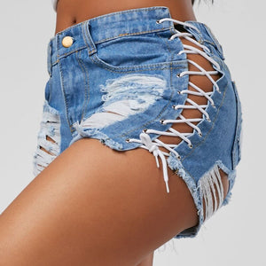 Sexy Summer Women Denim Shorts 2020 New Black Blue High Waist Ripped