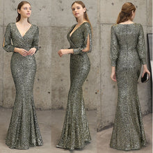 Load image into Gallery viewer, Sexy V Neck Mermaid Evening Dress Long Formal Prom Party Gown Full
