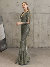 Load image into Gallery viewer, Sexy V Neck Mermaid Evening Dress Long Formal Prom Party Gown Full