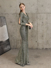 Load image into Gallery viewer, Sexy V Neck Mermaid Evening Dress Long Formal Prom Party Gown Full