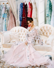 Load image into Gallery viewer, Sexy V Neck Tulle Moroccan Caftan Evening Dresses Feather Sequin