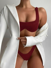 Load image into Gallery viewer, Sexy V bar Underwired Push Up Bikini Female Swimsuit Women Swimwear - Sophornlilly