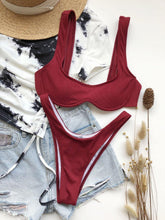 Load image into Gallery viewer, Sexy V bar Underwired Push Up Bikini Female Swimsuit Women Swimwear - Sophornlilly