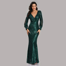 Load image into Gallery viewer, Sexy V neck Mermaid Evening Dress Long Formal Prom Party Gown Full