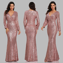 Load image into Gallery viewer, Sexy V neck Mermaid Evening Dress Long Formal Prom Party Gown Full