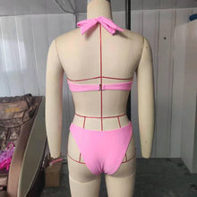 Load image into Gallery viewer, Sexy Women Bikini Swimsuit Pink Push Up Swimwear Halter Bandage - Sophornlilly