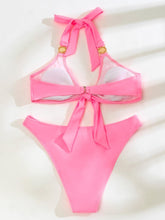 Load image into Gallery viewer, Sexy Women Bikini Swimsuit Pink Push Up Swimwear Halter Bandage - Sophornlilly