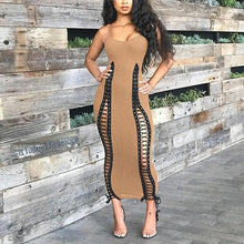 Load image into Gallery viewer, Sexy Hollow Out Lace Up Cami Long Dress Spaghetti Strap - Sophornlilly