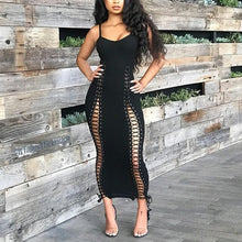 Load image into Gallery viewer, Sexy Hollow Out Lace Up Cami Long Dress Spaghetti Strap - Sophornlilly