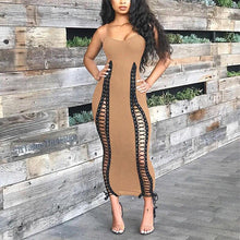 Load image into Gallery viewer, Sexy Hollow Out Lace Up Cami Long Dress Spaghetti Strap - Sophornlilly