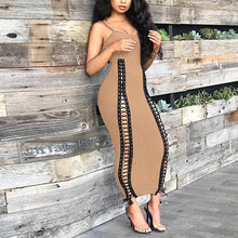 Load image into Gallery viewer, Sexy Hollow Out Lace Up Cami Long Dress Spaghetti Strap - Sophornlilly