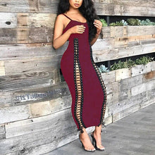 Load image into Gallery viewer, Sexy Hollow Out Lace Up Cami Long Dress Spaghetti Strap - Sophornlilly