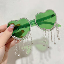 Load image into Gallery viewer, Sexy Women Heart Diamond Sunglasses Oversized Shiny Tassel
