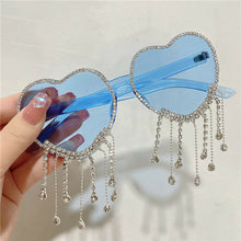 Load image into Gallery viewer, Sexy Women Heart Diamond Sunglasses Oversized Shiny Tassel
