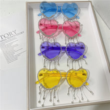 Load image into Gallery viewer, Sexy Women Heart Diamond Sunglasses Oversized Shiny Tassel