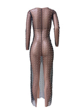 Load image into Gallery viewer, Sexy Women s Sheer Mesh Pearl Rhinestone Cover Up Dress Beach Swimwear