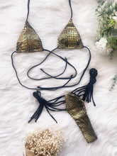 Load image into Gallery viewer, Sexy Wrap Around Gold Print Bikini Women Swimwear Female Swimsuit - Sophornlilly