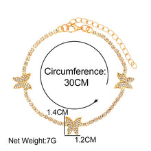 Load image into Gallery viewer, Shiny Crystal Butterfly Anklet for Women Gold Silver Color Statement