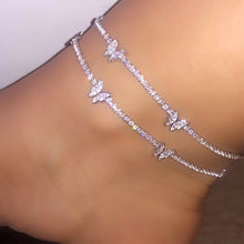 Load image into Gallery viewer, Shiny Crystal Butterfly Anklet for Women Gold Silver Color Statement