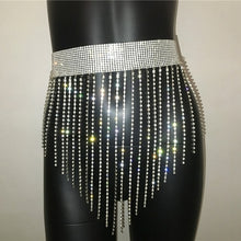 Load image into Gallery viewer, Shiny Crystal Rhinestones Mini Skirts Diamond Long Tassel Luxury Sexy