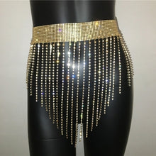 Load image into Gallery viewer, Shiny Crystal Rhinestones Mini Skirts Diamond Long Tassel Luxury Sexy