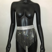 Load image into Gallery viewer, Shiny Crystal Rhinestones Mini Skirts Diamond Long Tassel Luxury Sexy