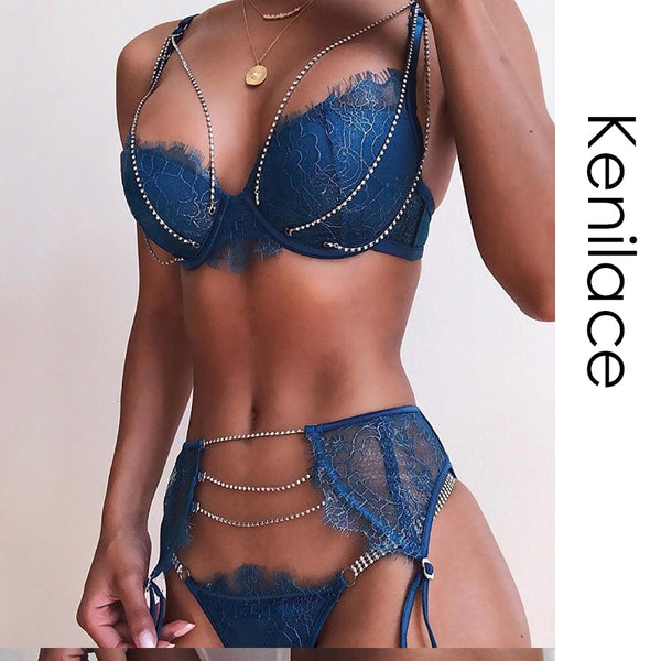 Shiny Sexy Underwear Set Women's Lingerie Bra Underwire Lace