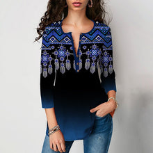 Load image into Gallery viewer, Shirt Blouse Plus Size 5xl Solid Tops V neck Button Splice 3/4 Sleeve