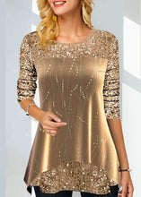 Load image into Gallery viewer, Sequins Shirt Spring Summer Blouse 3/4 Sleeve Casual