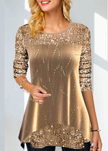 Load image into Gallery viewer, Sequins Shirt Spring Summer Blouse 3/4 Sleeve Casual