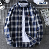 Shirts Flannel  Men's Plaid Shirt 100% Cotton Slim Fit Spring Male