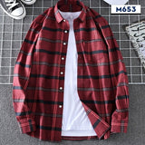 Shirts Flannel  Men's Plaid Shirt 100% Cotton Slim Fit Spring Male