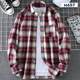 Shirts Flannel  Men's Plaid Shirt 100% Cotton Slim Fit Spring Male