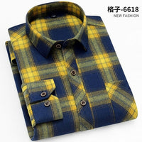 Shirts Flannel  Men's Plaid Shirt 100% Cotton Slim Fit Spring Male