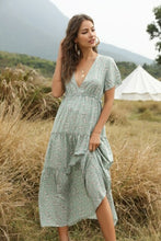 Load image into Gallery viewer, Short Sleeve Dress Maxi Boho Floral White - Sophornlilly