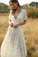 Load image into Gallery viewer, Short Sleeve Dress Maxi Boho Floral White - Sophornlilly