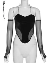 Load image into Gallery viewer, Velvet Women Sexy Tops Gothic Mesh Patchwork