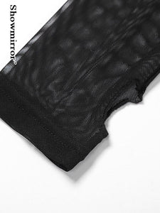 Velvet Women Sexy Tops Gothic Mesh Patchwork