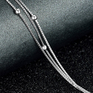 Double Layer Sterling Silver Chain Anklet