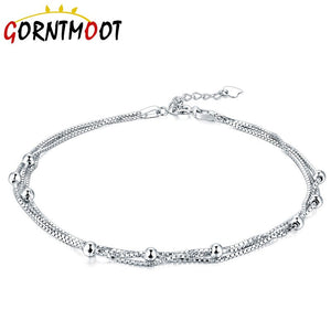 Double Layer Sterling Silver Chain Anklet