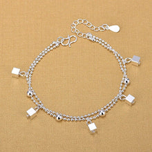 Load image into Gallery viewer, Fashion Silver Jewelry Double Chain Square Anklet