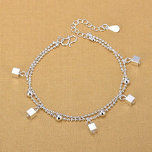 Load image into Gallery viewer, Fashion Silver Jewelry Double Chain Square Anklet