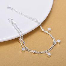 Load image into Gallery viewer, Fashion Silver Jewelry Double Chain Square Anklet