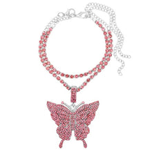 Load image into Gallery viewer, Silver Color Crystal Butterfly Gun Pendant Anklet Boho Full Rhinestone