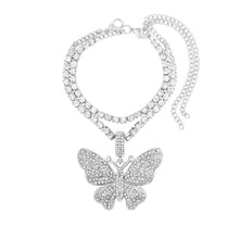 Load image into Gallery viewer, Silver Color Crystal Butterfly Gun Pendant Anklet Boho Full Rhinestone