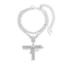 Load image into Gallery viewer, Silver Color Crystal Butterfly Gun Pendant Anklet Boho Full Rhinestone