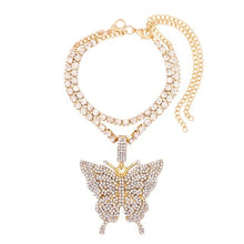 Load image into Gallery viewer, Silver Color Crystal Butterfly Gun Pendant Anklet Boho Full Rhinestone