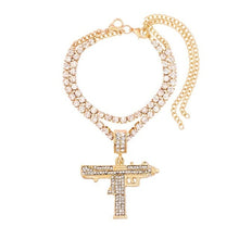 Load image into Gallery viewer, Silver Color Crystal Butterfly Gun Pendant Anklet Boho Full Rhinestone