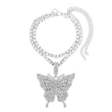 Load image into Gallery viewer, Silver Color Crystal Butterfly Gun Pendant Anklet Boho Full Rhinestone